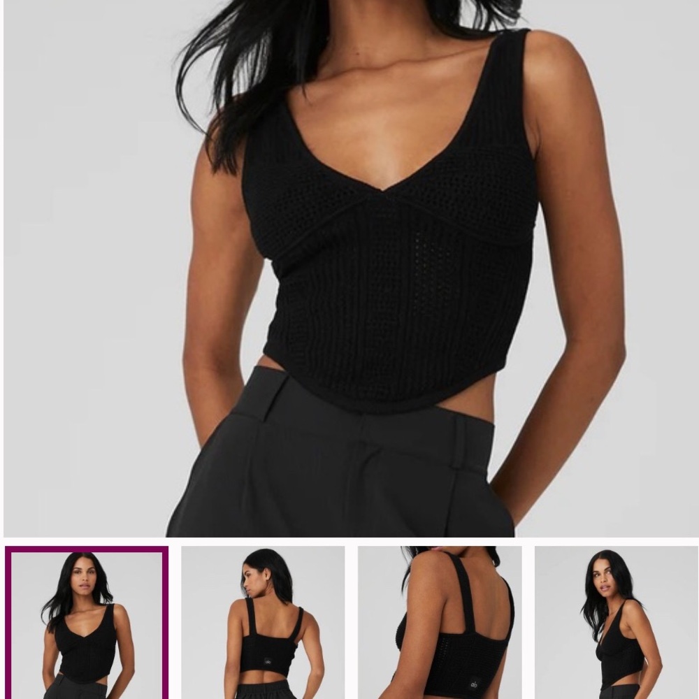 Alo Open Knit Tank Black